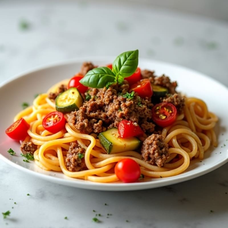 Hearty Lean Ground Beef and Veggie Spaghetti