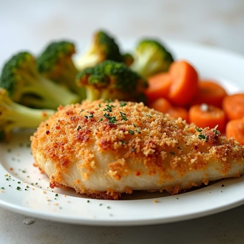 Crispy Buttermilk Baked Chicken with Roasted Vegetables