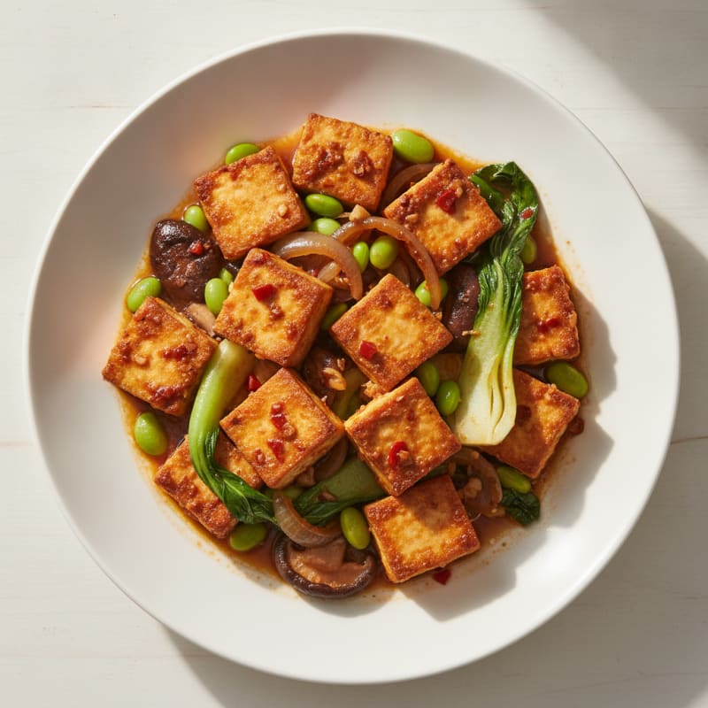 Doubanjiang Tofu with Braised Shallots