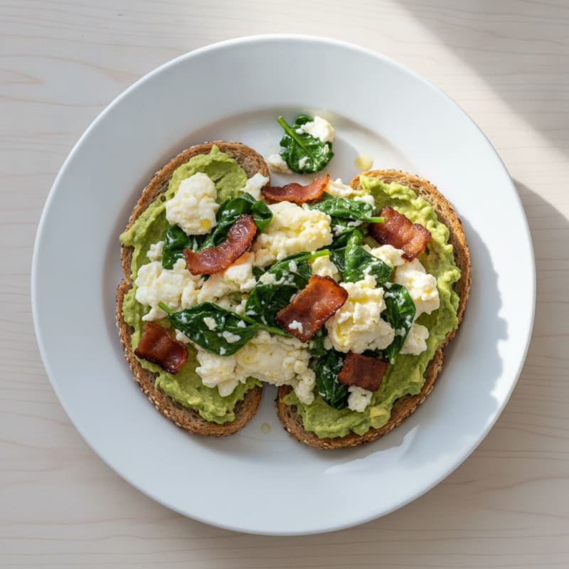 Egg White and Spinach Scramble with Turkey Bacon