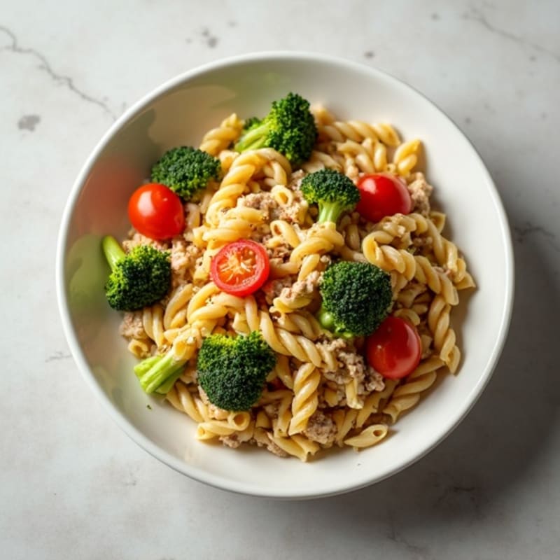 Ground Turkey Pasta with Roasted Broccoli