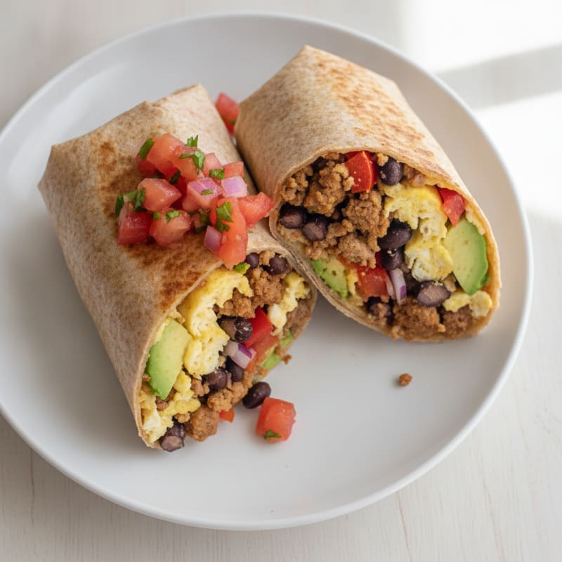 Loaded Breakfast Burrito with Salsa Fresca