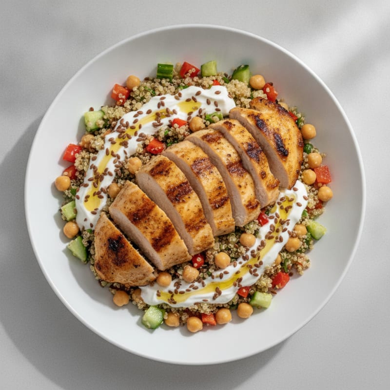 Grilled Chicken Thighs with Quinoa Vegetable Salad