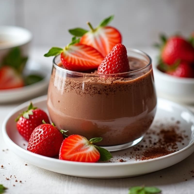 Silky Chocolate Protein Pudding with Fresh Strawberries