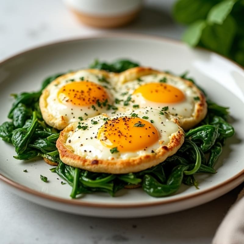 Cheesy Baked Eggs with Fresh Spinach and Feta