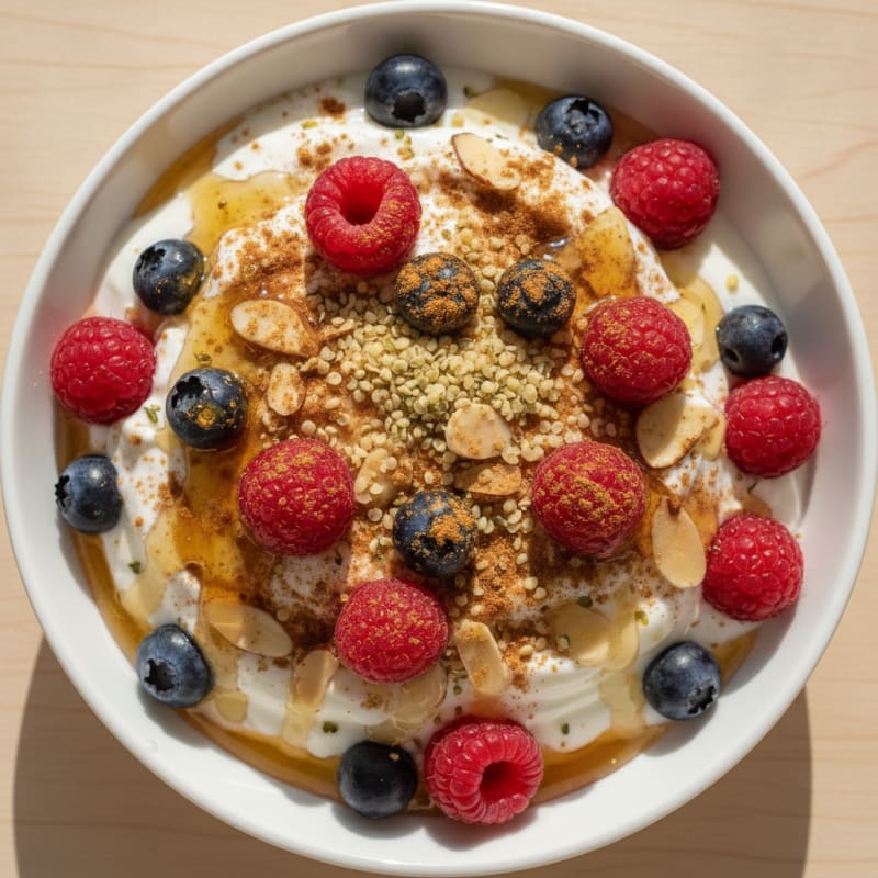 High-Protein Greek Yogurt with Honey and Berries