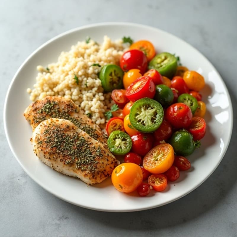 Herb-Crusted Chicken with Roasted Rainbow Vegetables