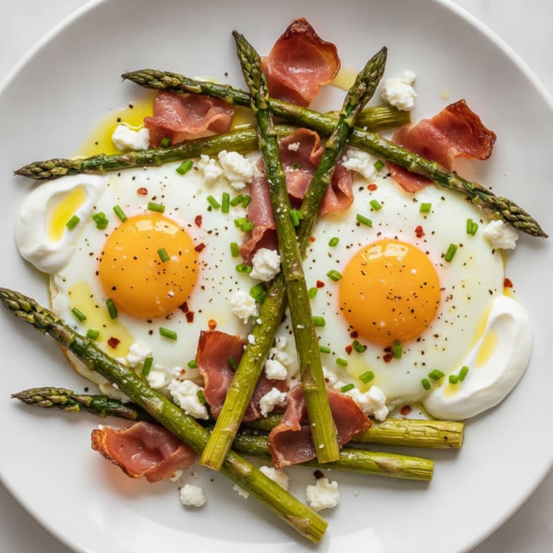Baked Eggs with Roasted Asparagus