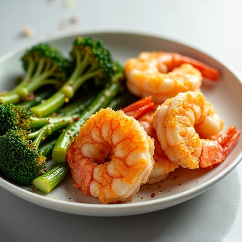 Crispy Air Fryer Shrimp with Roasted Broccolini