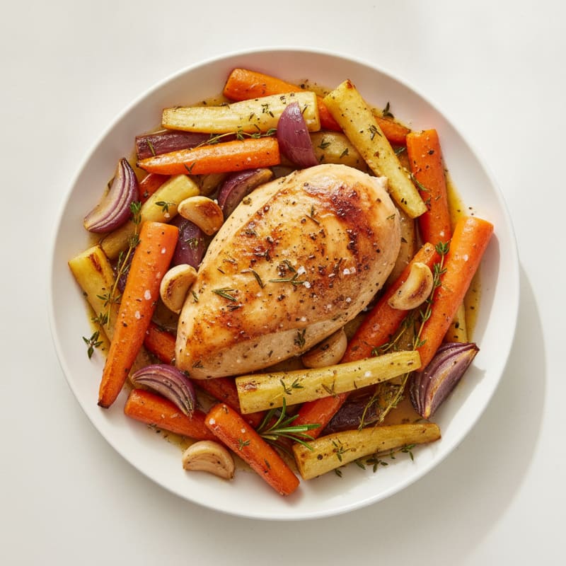 Garlic Herb Roasted Chicken with Root Vegetables