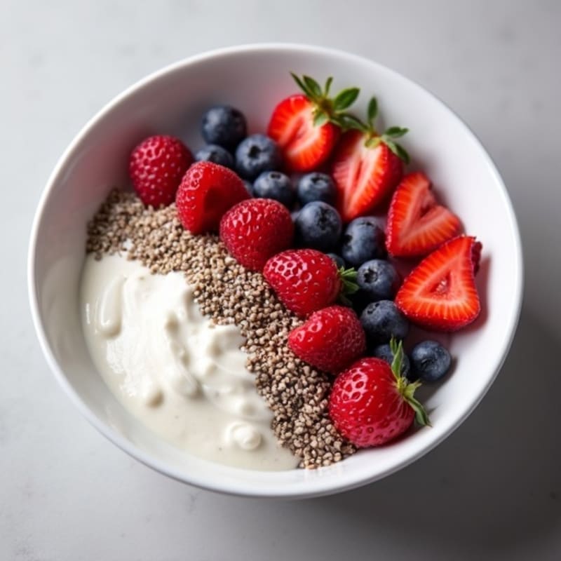 Greek Yogurt Protein Bowl with Mixed Berries and Chia Seeds