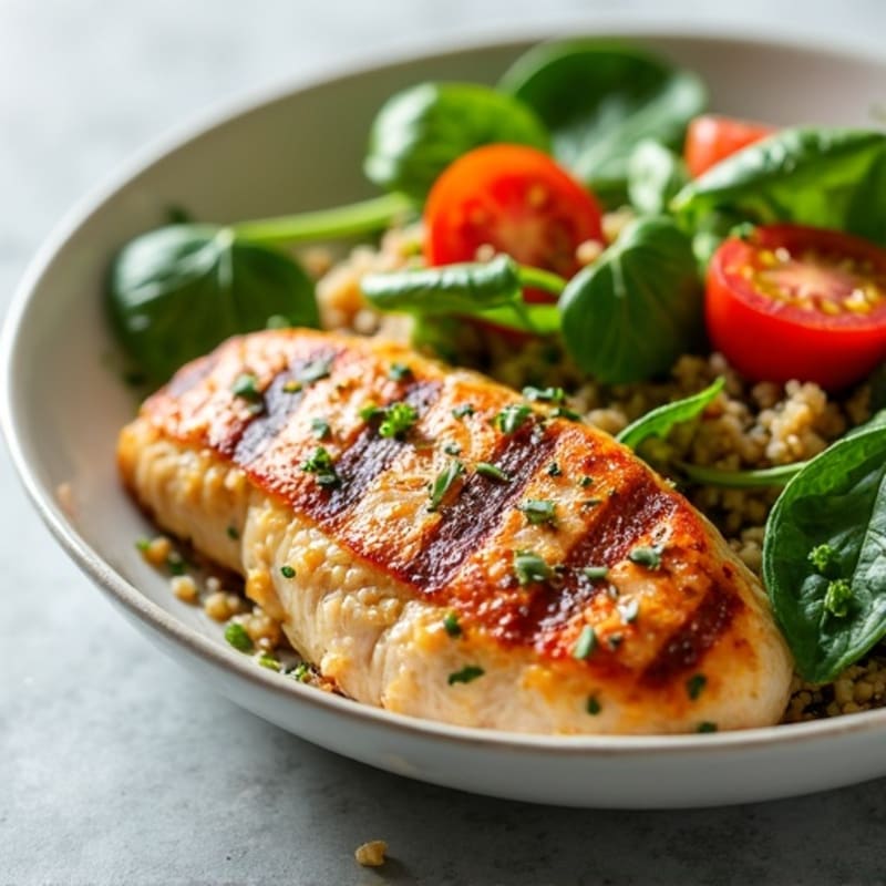 Grilled Chicken Breast with Spinach Quinoa Salad