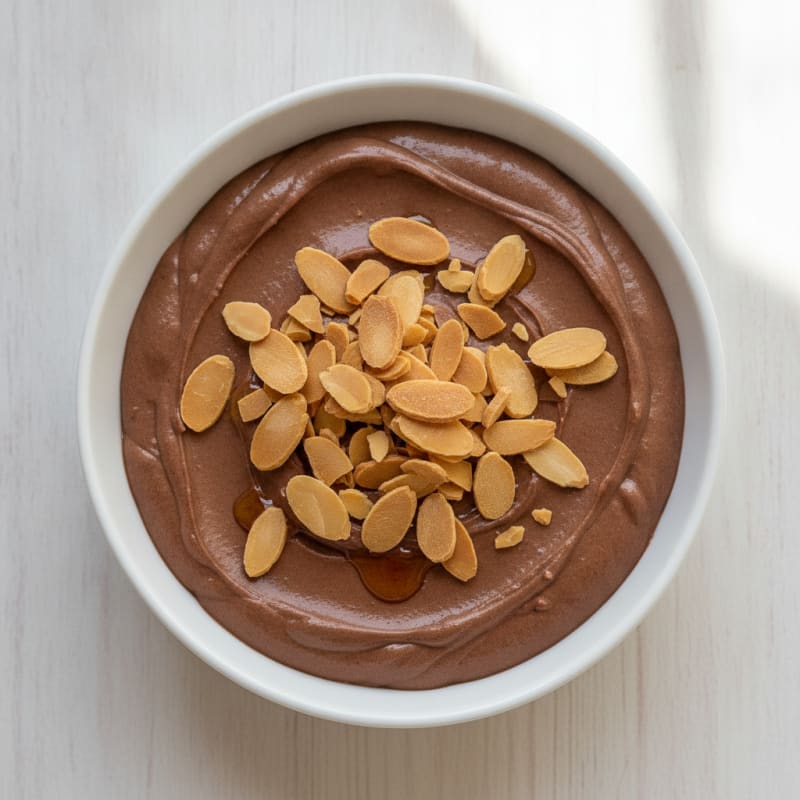 Silky Chocolate Protein Pudding with Crunchy Almonds