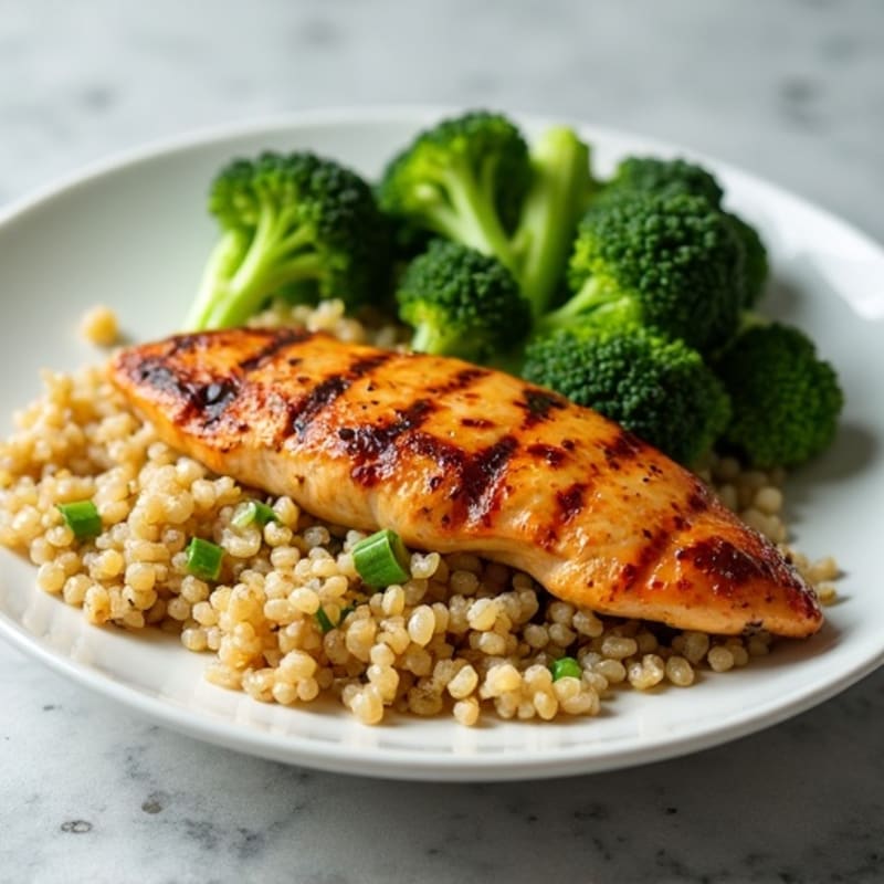 Grilled Chicken Breast with Quinoa and Steamed Broccoli