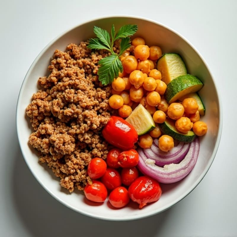 Spiced Ground Turkey and Roasted Vegetable Power Bowl