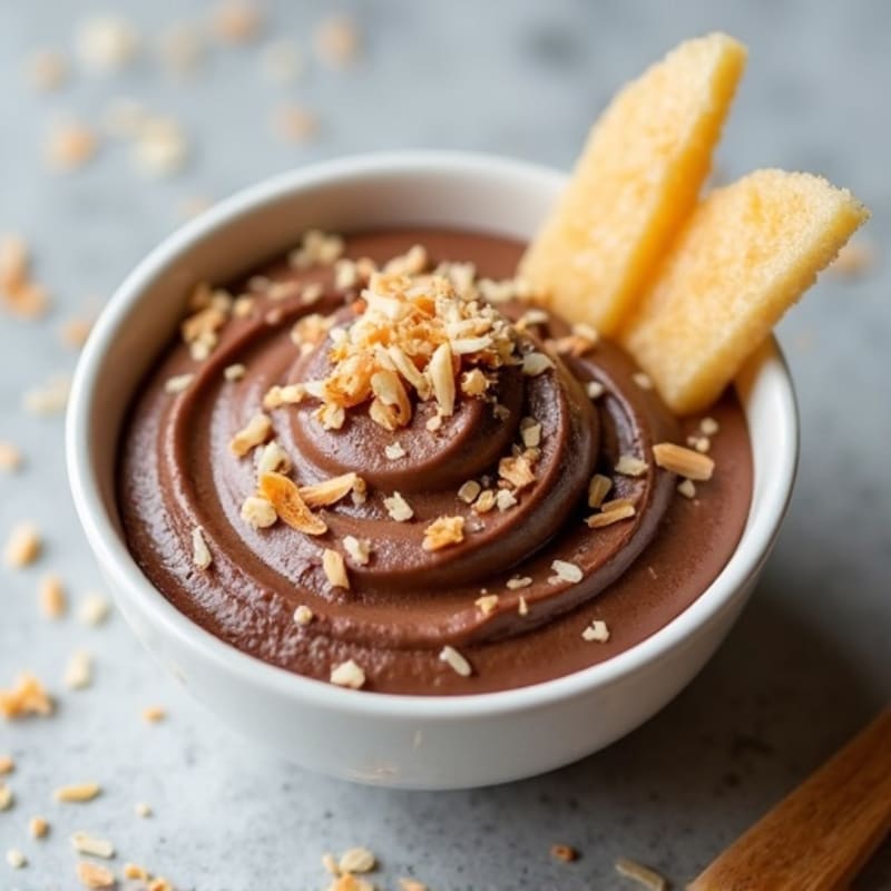 Chocolate Protein Mousse with Toasted Coconut