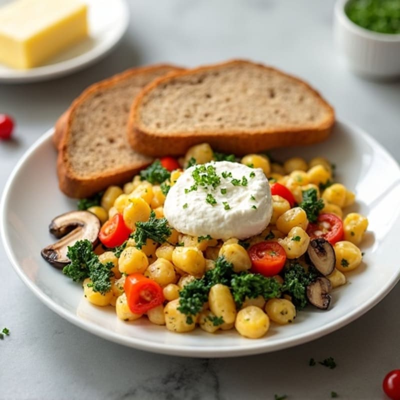 Egg White Veggie Scramble with Cottage Cheese