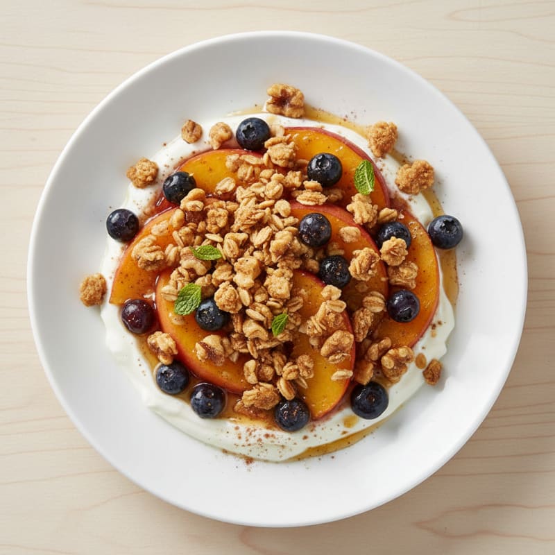 Honey-Glazed Peach and Berry Crumble