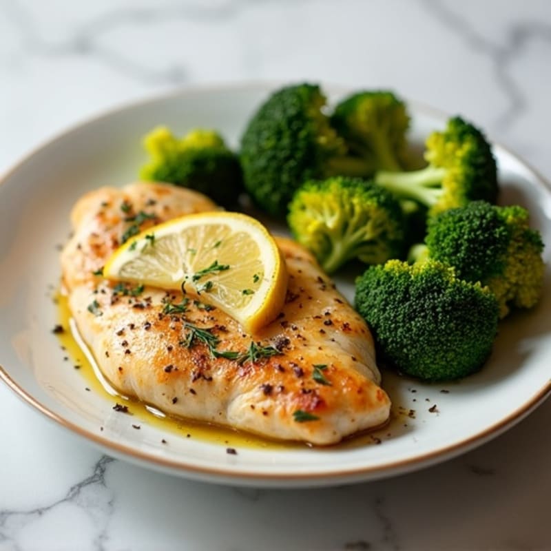 Lemon Herb-Roasted Chicken Breast with Crispy Roasted Broccoli
