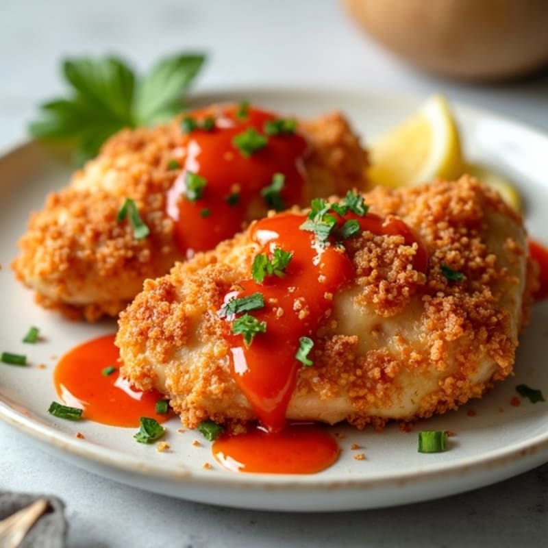 Crispy Baked Chicken with Sweet and Spicy Garlic Sauce
