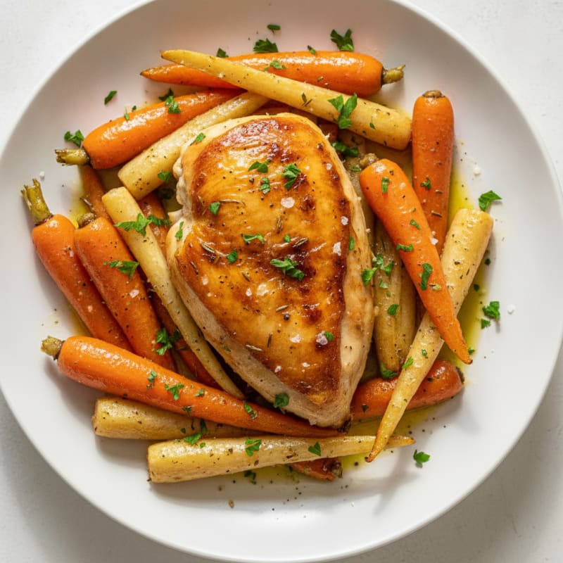 Garlic Herb Roasted Chicken with Root Vegetables