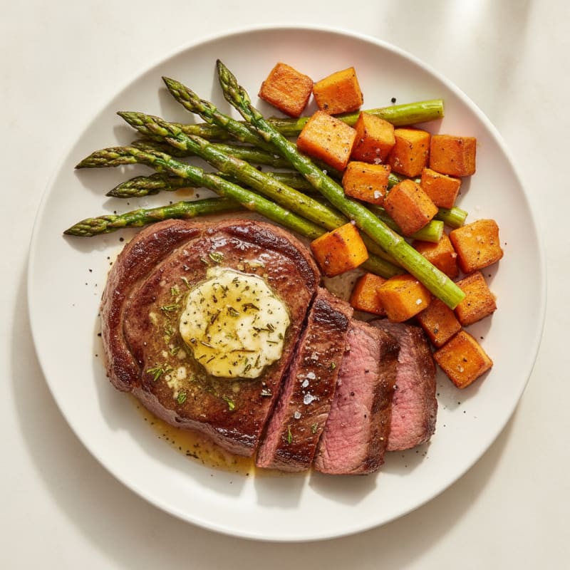 Pan-Seared Sirloin with Garlic Herb Butter