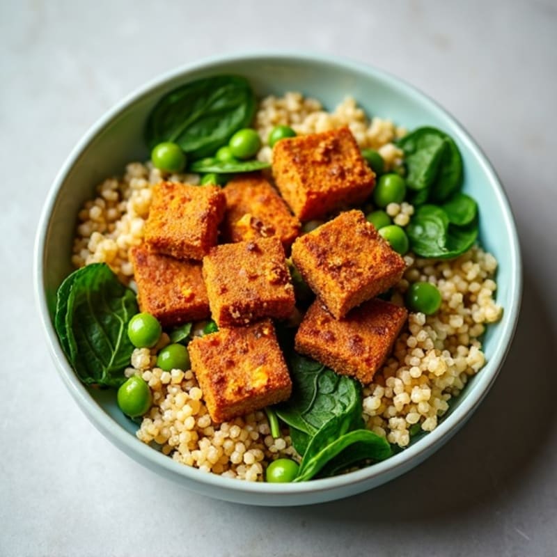 Crispy Tempeh Power Bowl with Quinoa and Edamame