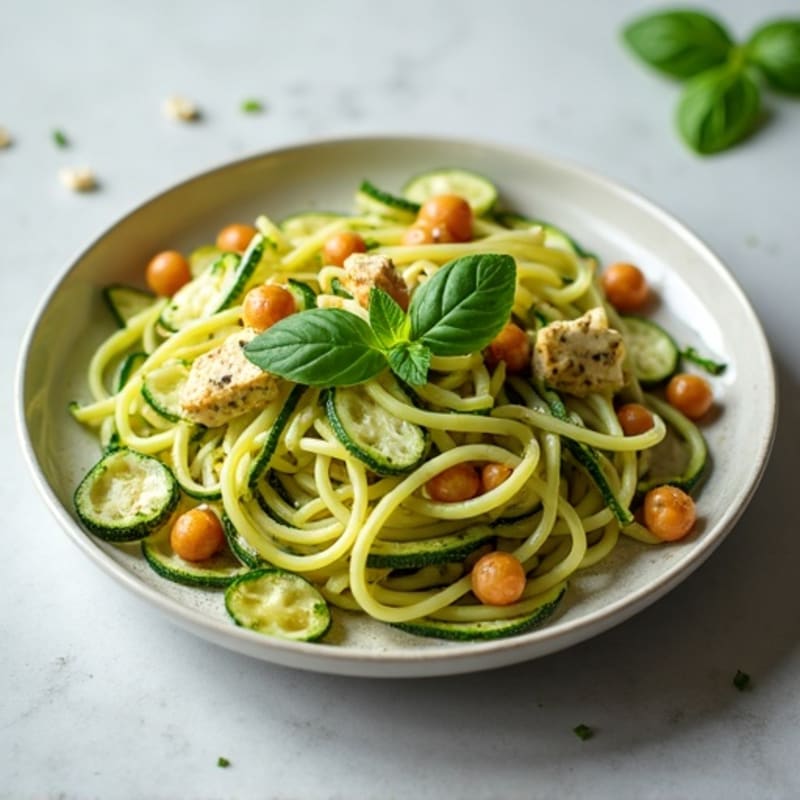 Creamy Cashew Pesto Zucchini Noodles