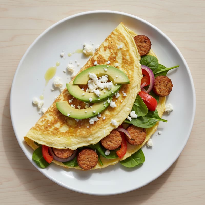 Egg White Vegetable Omelette with Turkey Sausage