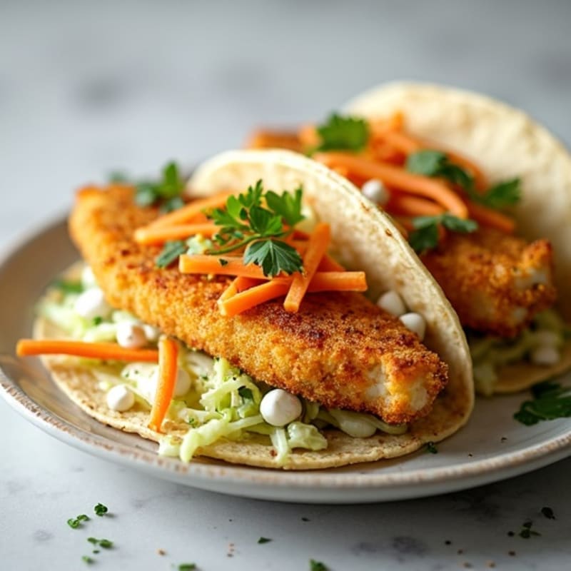 Healthy Crispy Fish Tacos with Fresh Slaw