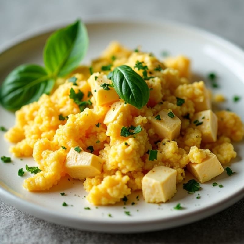 Savory Tofu, Paneer, and Egg Scramble with Fresh Herbs