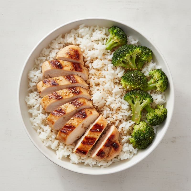 Grilled Chicken and Broccoli Rice Bowl with Jasmine Rice