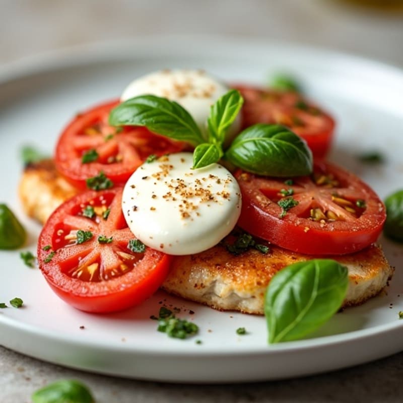 Pan-Seared Chicken with Fresh Tomato, Basil, and Creamy Mozzarella