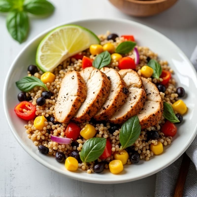 Zesty Quinoa and Black Bean Salad with Grilled Chicken