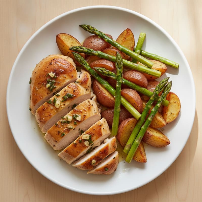 Garlic Herb Roasted Chicken with Asparagus