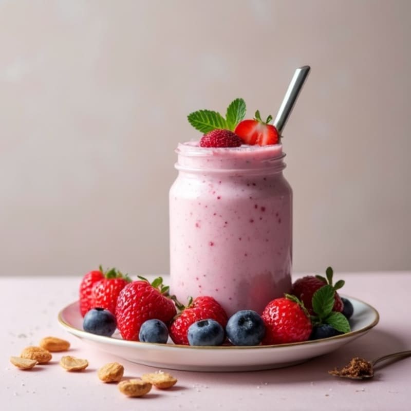 Vanilla Almond Protein Shake with Mixed Berries