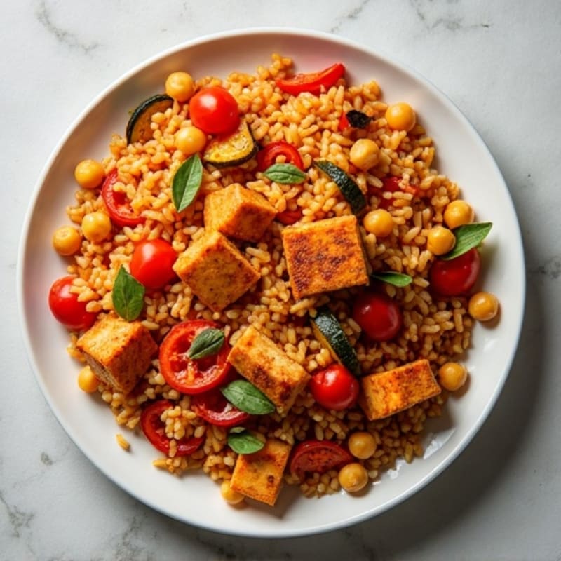 Spiced Tomato Rice with Roasted Vegetables