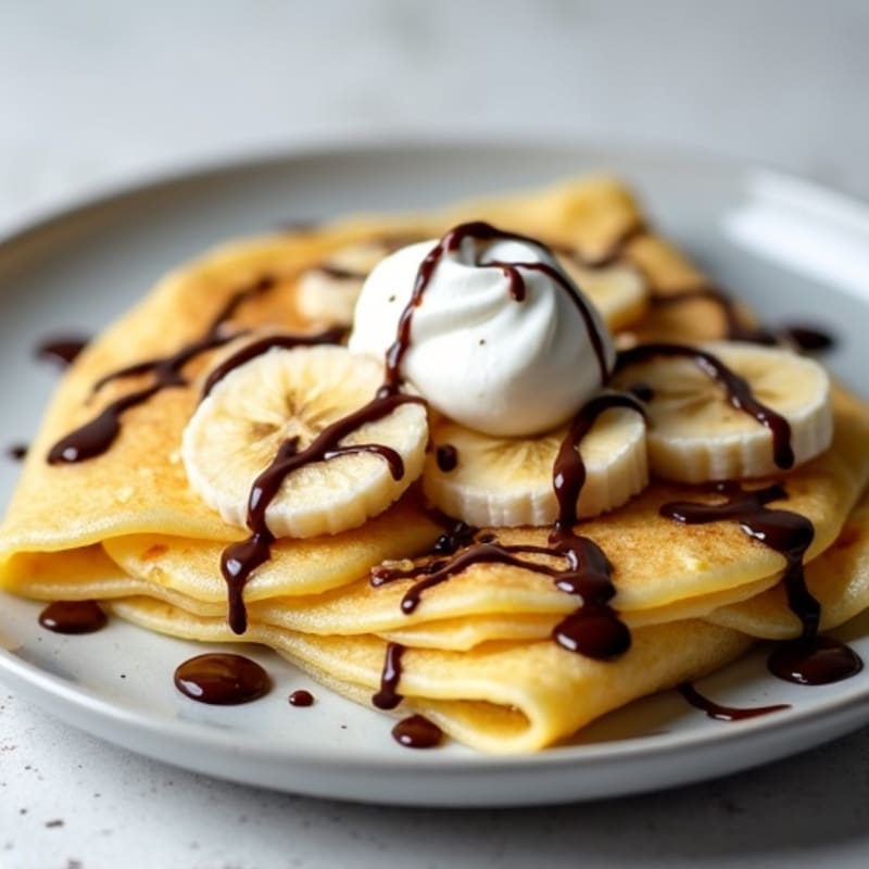 Fluffy Protein Crepes with Creamy Banana and Healthy Chocolate Drizzle