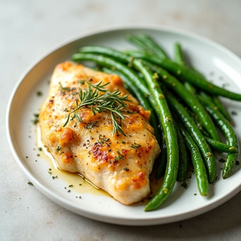 Baked Lemon Herb Chicken with Roasted Green Beans