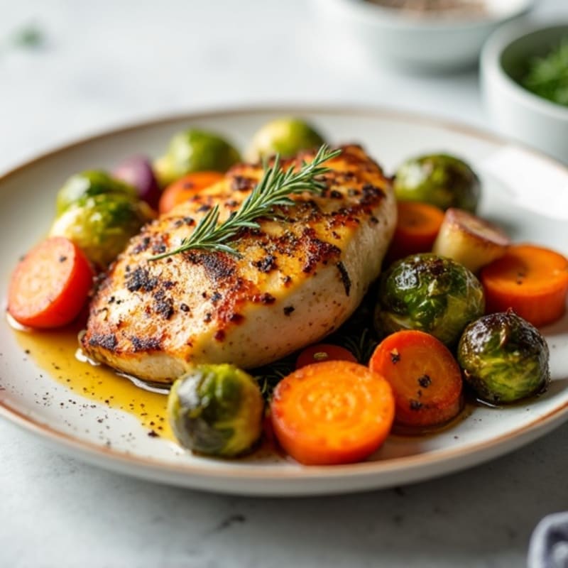 Herb-Roasted Chicken with Crispy Root Vegetable Medley