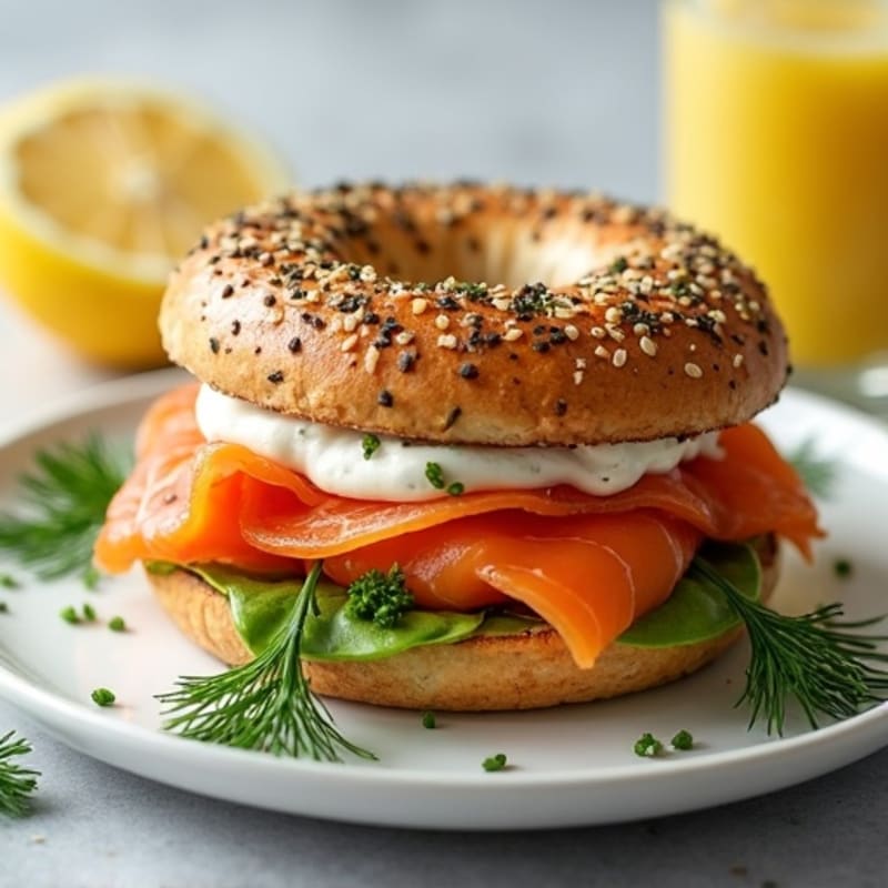 High-Protein Everything Bagel with Smoked Salmon and Herb Cream Cheese