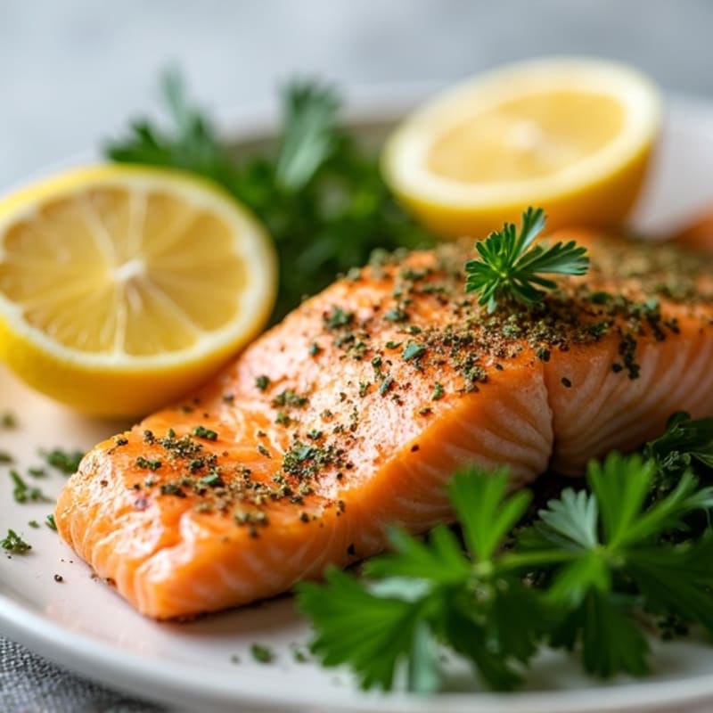 Herb-Crusted Pan Seared Salmon with Lemon