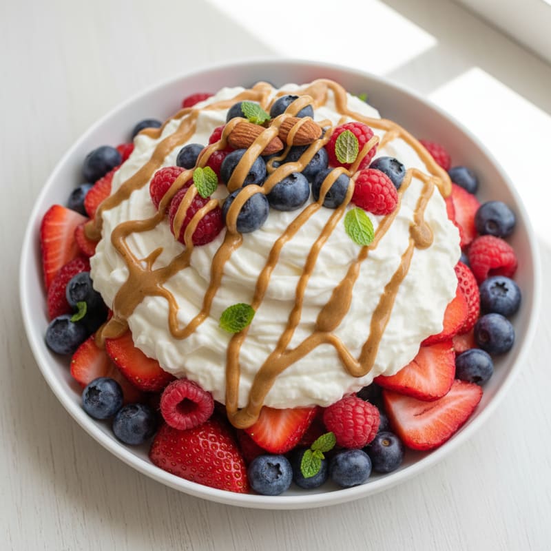 Greek Yogurt Protein Parfait with Mixed Berries and Almond Butter