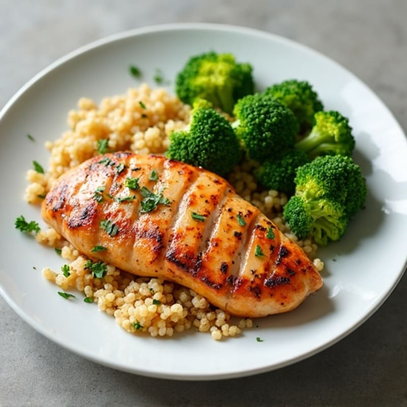 Grilled Chicken Breast with Quinoa and Steamed Broccoli
