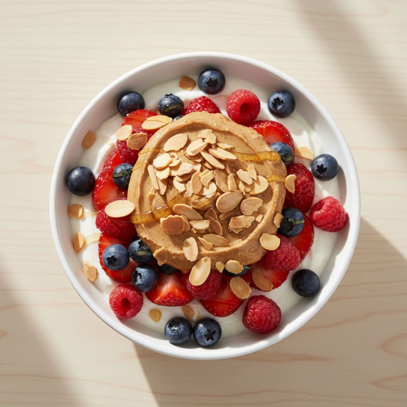 Greek Yogurt Parfait with Mixed Berries and Almond Butter
