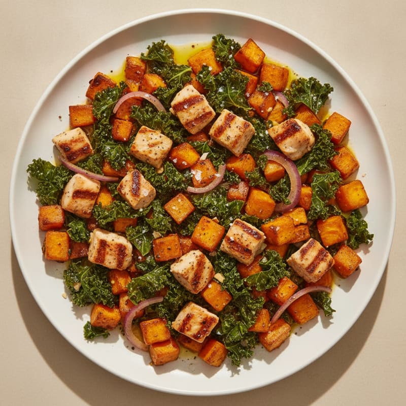 Sweet Potato and Kale Hash with Seared Chicken