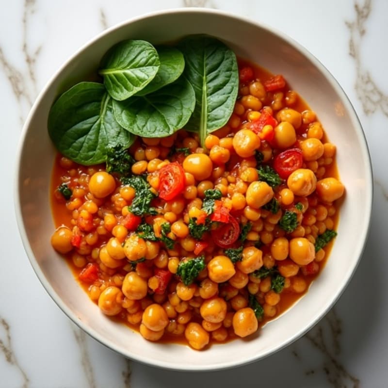 Hearty Red Lentil Curry with Fresh Spinach