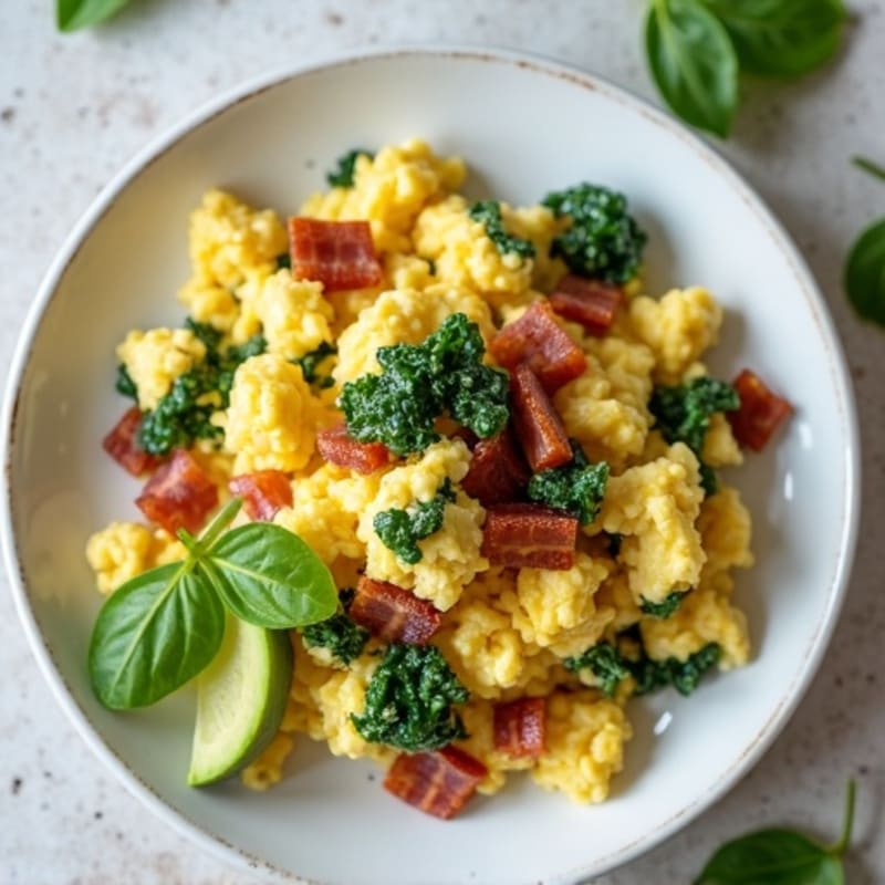 Egg White Scramble with Spinach and Turkey Bacon