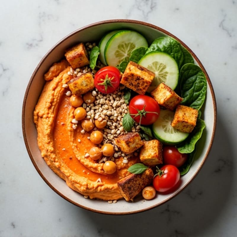Creamy Roasted Red Pepper Hummus Bowl