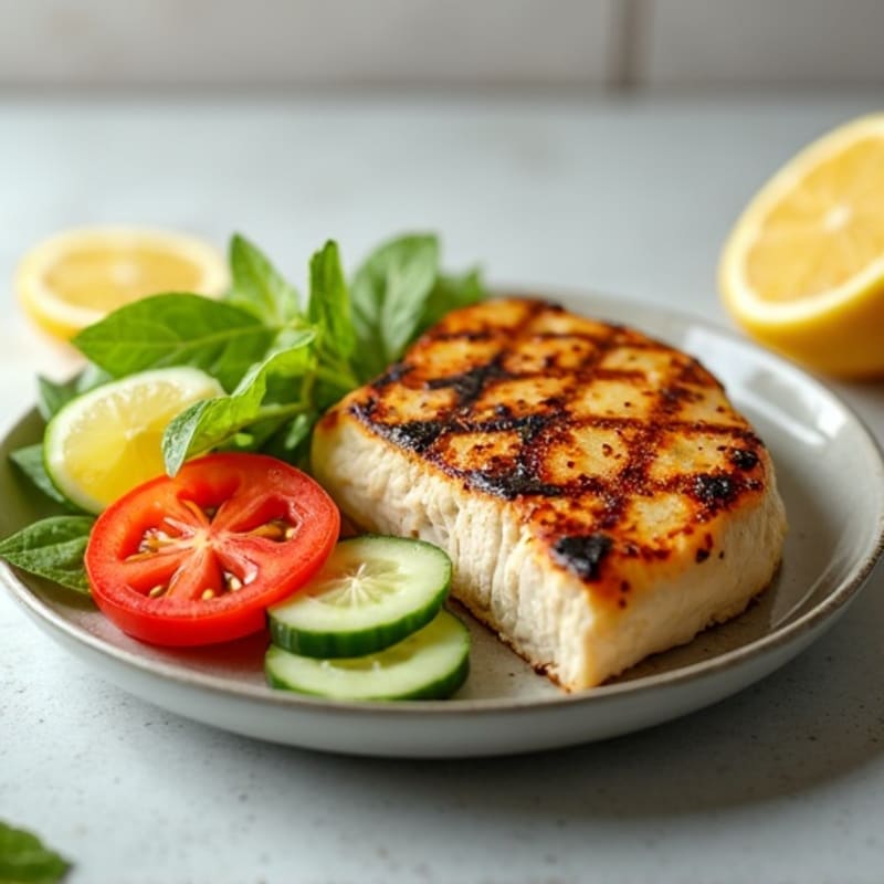 Grilled Chicken Breast with Cucumber Tomato Salad